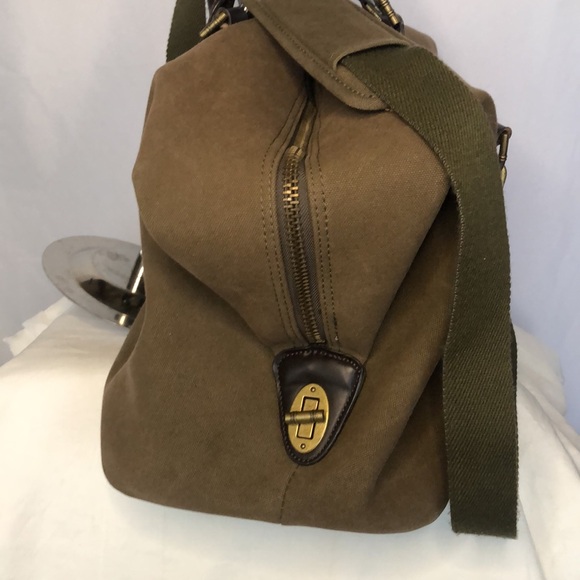 TOMMY BAHAMA khaki canvas/ leather Paradise Island Hopper Weekender travel bag. - Picture 8 of 16
